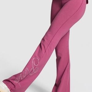 Victorias Secret PINK Cotton Flare Leggings In Gorgeous Mauve W/Bling - Size S